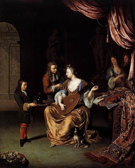 Willem van Mieris The Lute Player oil painting image
